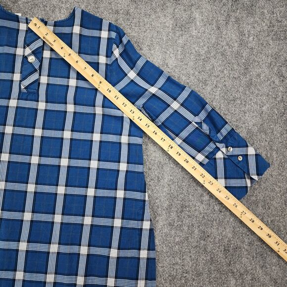 J Jill Top Women Large Blue Plaid 3/4 Sleeve Tunic Slit Back Button Shirt Blouse - Picture 7 of 14